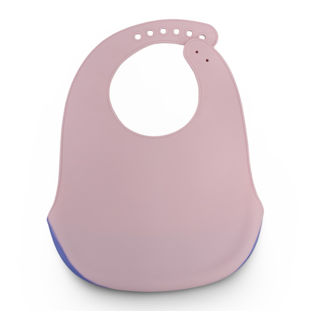 True Gold Silicone Baby Bib with Food Catcher Pocket – Pink with Sleepy Cat Design