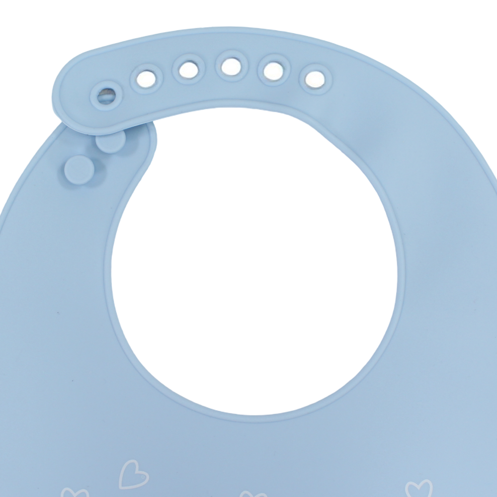 True Gold Silicone Baby Bib with Food Catcher Pocket – Blue with Elephant Design