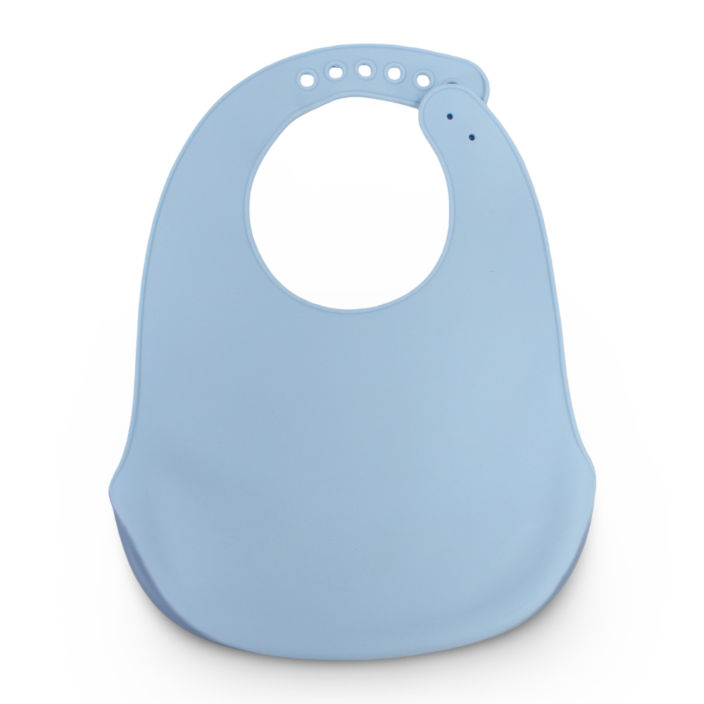True Gold Silicone Baby Bib with Food Catcher Pocket – Blue with Elephant Design