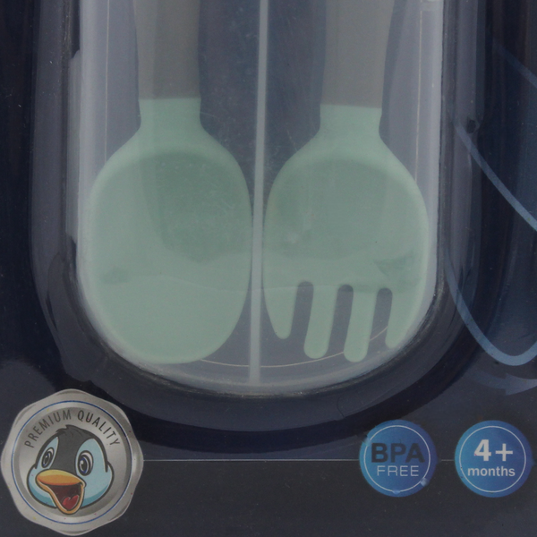 True Fork & Spoon Set with Case – Mint & Grey