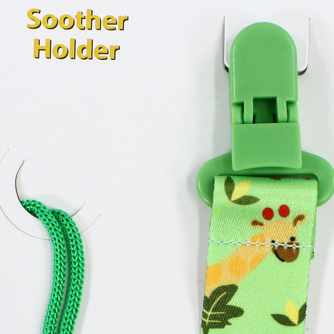 True Soother Holder – Green with Animals Print