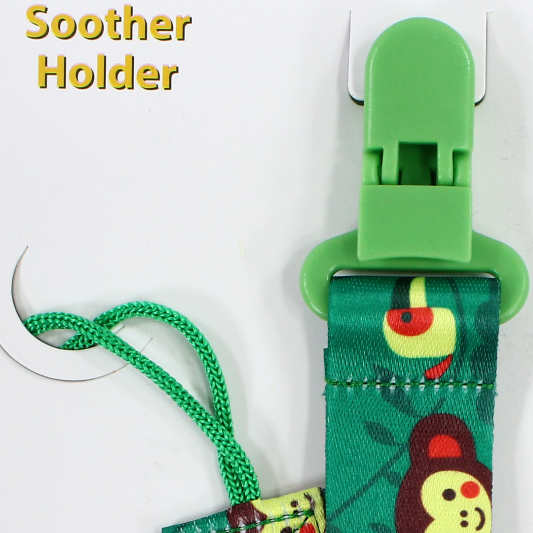 True Soother Holder – Green with Monkey Print