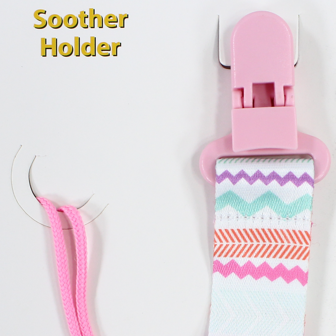True Soother Holder – Pink with Zigzag Print