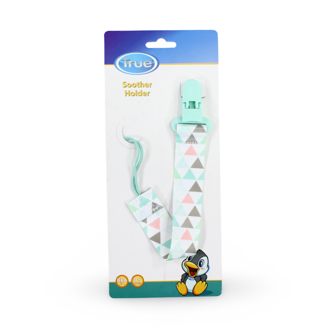 True Soother Holder – Mint with Triangles Print