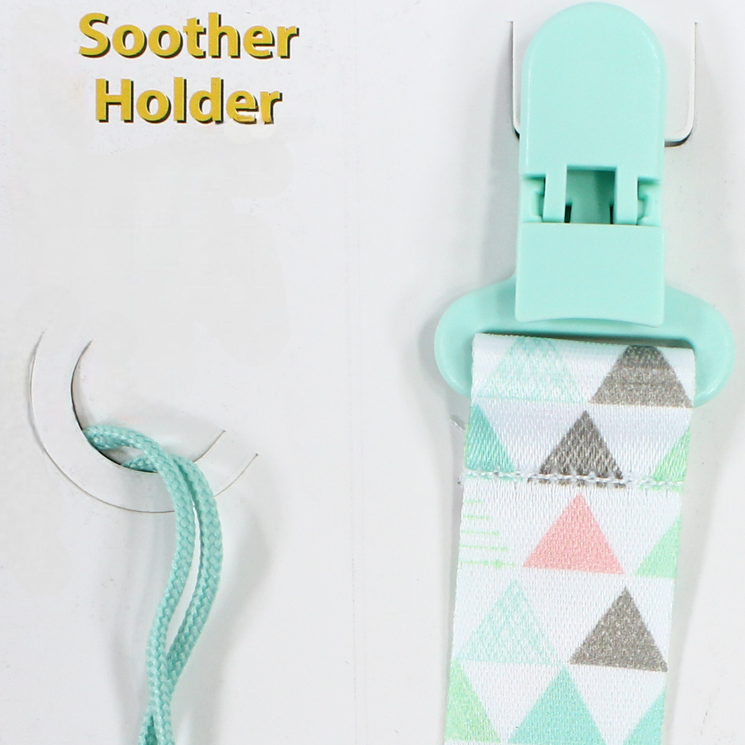 True Soother Holder – Mint with Triangles Print