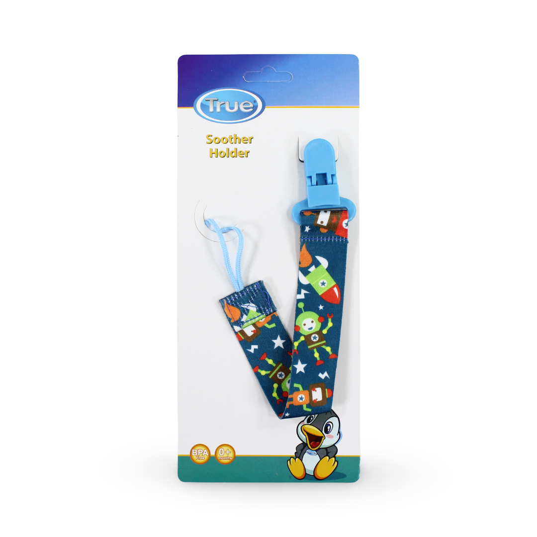 True Soother Holder – Blue with Space Print