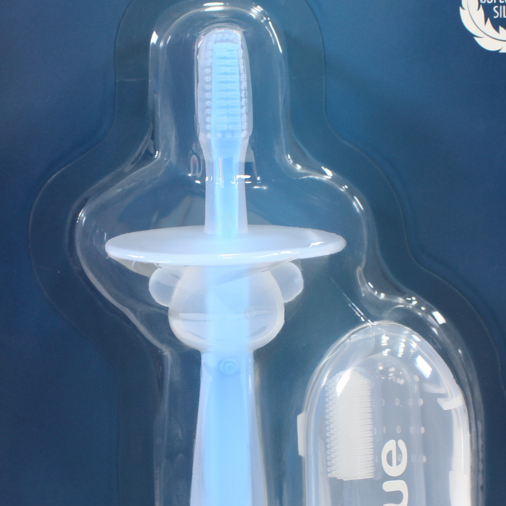 True Gold Baby Silicone Toothbrush Set – Baby Blue