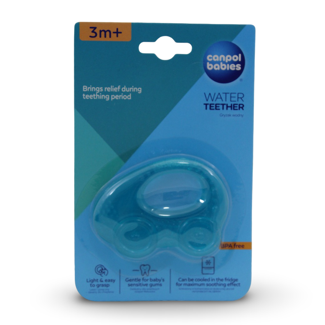 Canpol Babies Water Teether +3m – Turquoise with Car Design - Baby Essentials