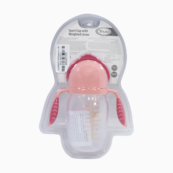 True Gold Sport Cup Weighted Straw – Pink with Penguin Print 12m+