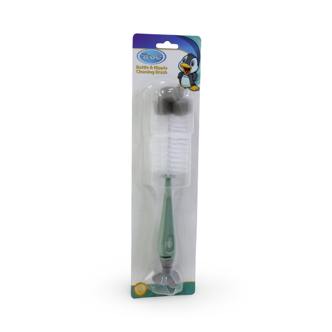 Bottle & Nipple Cleaning Brush with Sponge – Mint