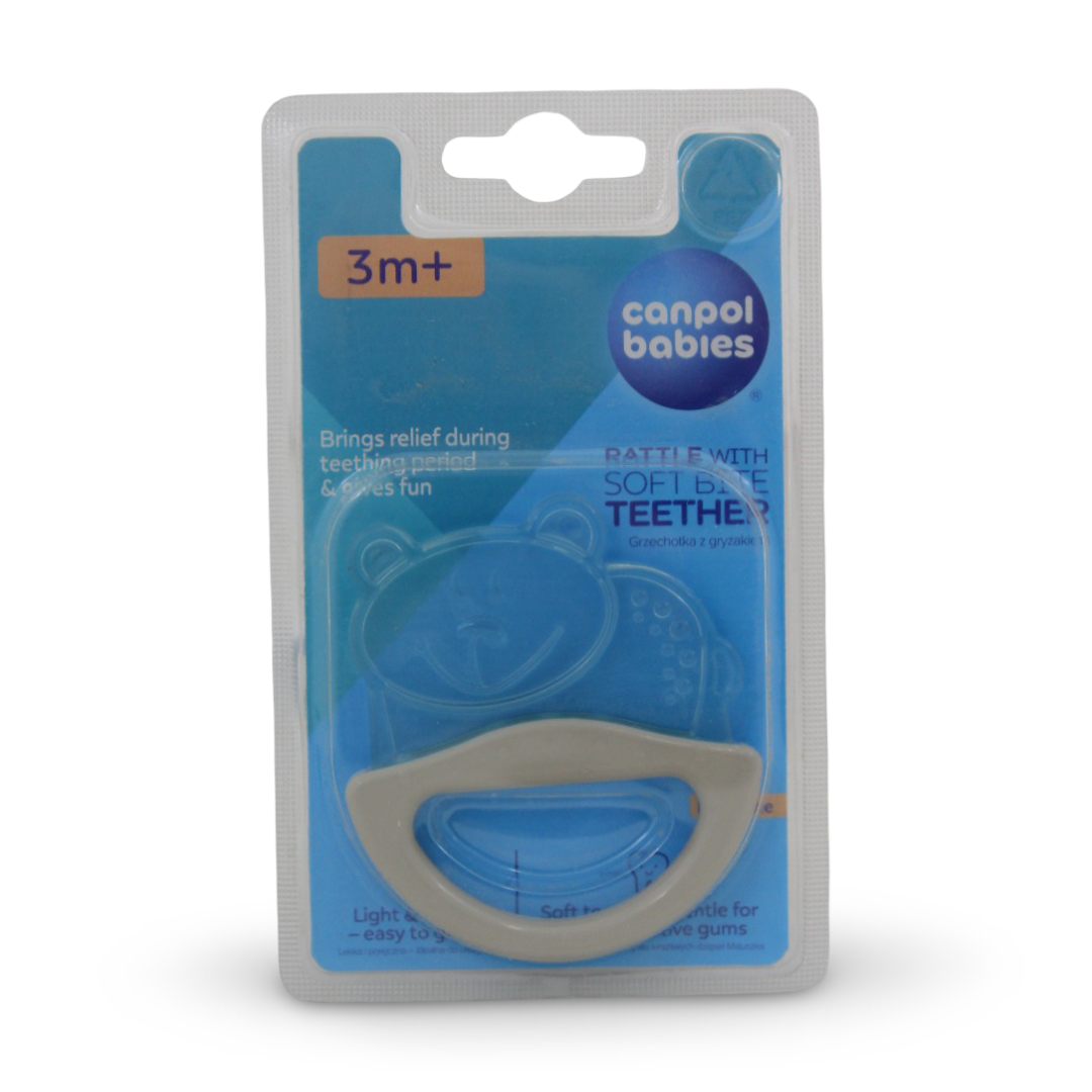 Canpol Babies Rattle with Soft Teether – Baby Blue with Bear Design