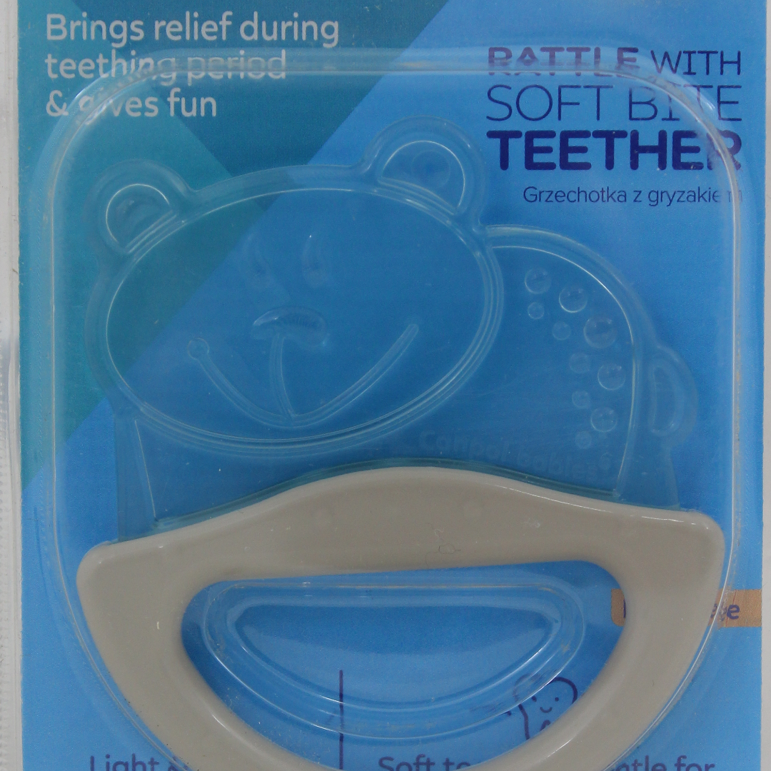 Canpol Babies Rattle with Soft Teether – Baby Blue with Bear Design