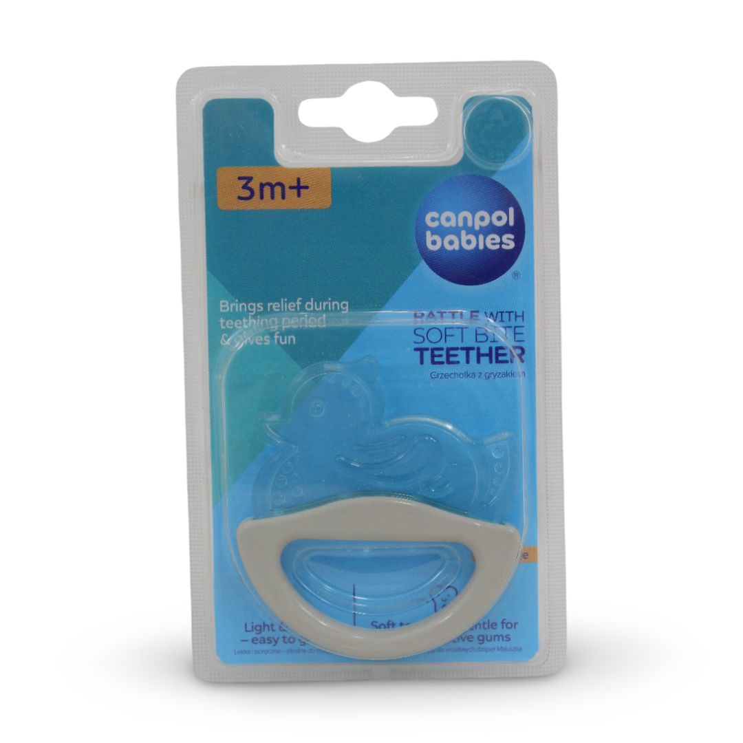 Canpol Babies Rattle with Soft Teether – Baby Blue with Duck Design