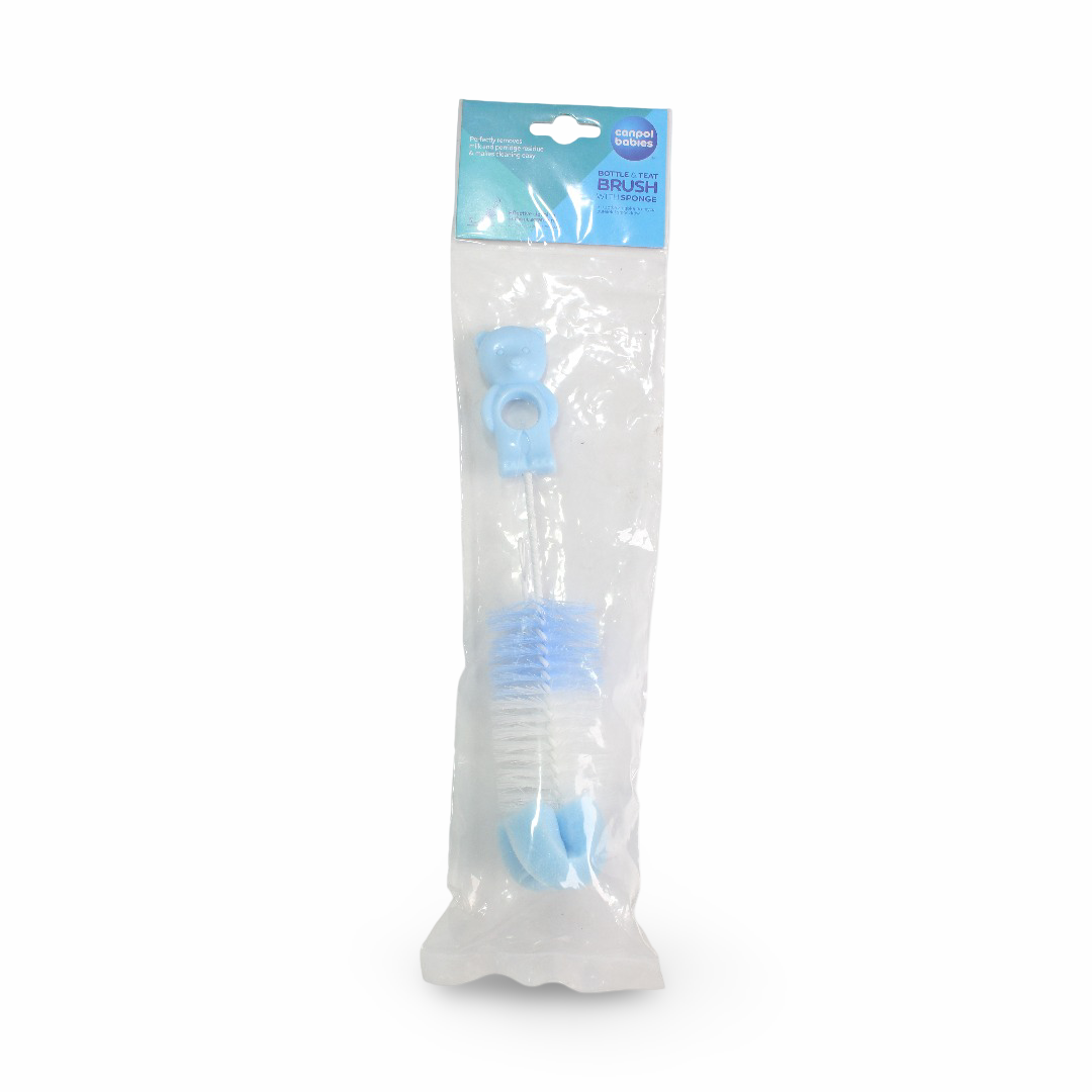 Canpol Babies Bottle And Teat Brush with Sponge – Baby Blue