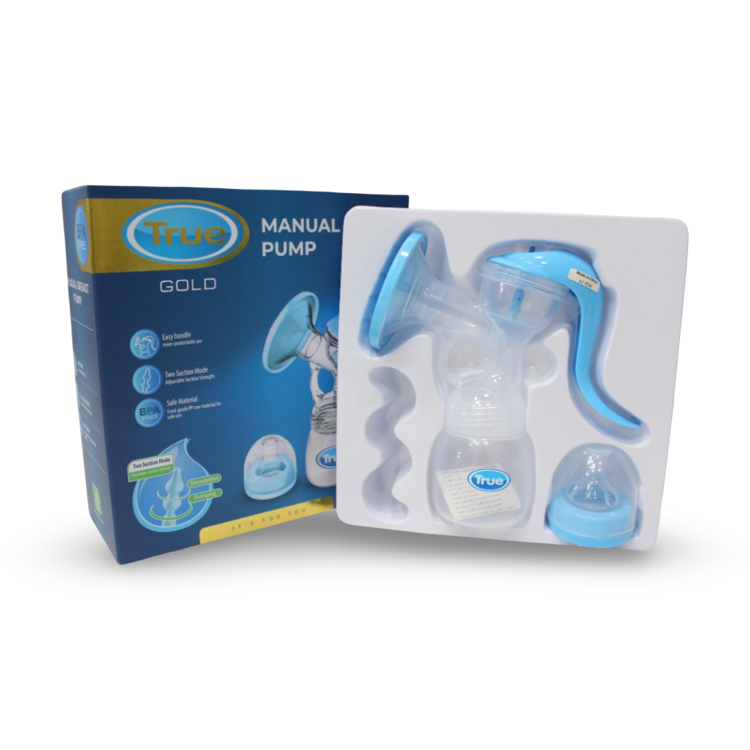 True Gold Manual Breast Pump – Baby Blue - Baby Essentials