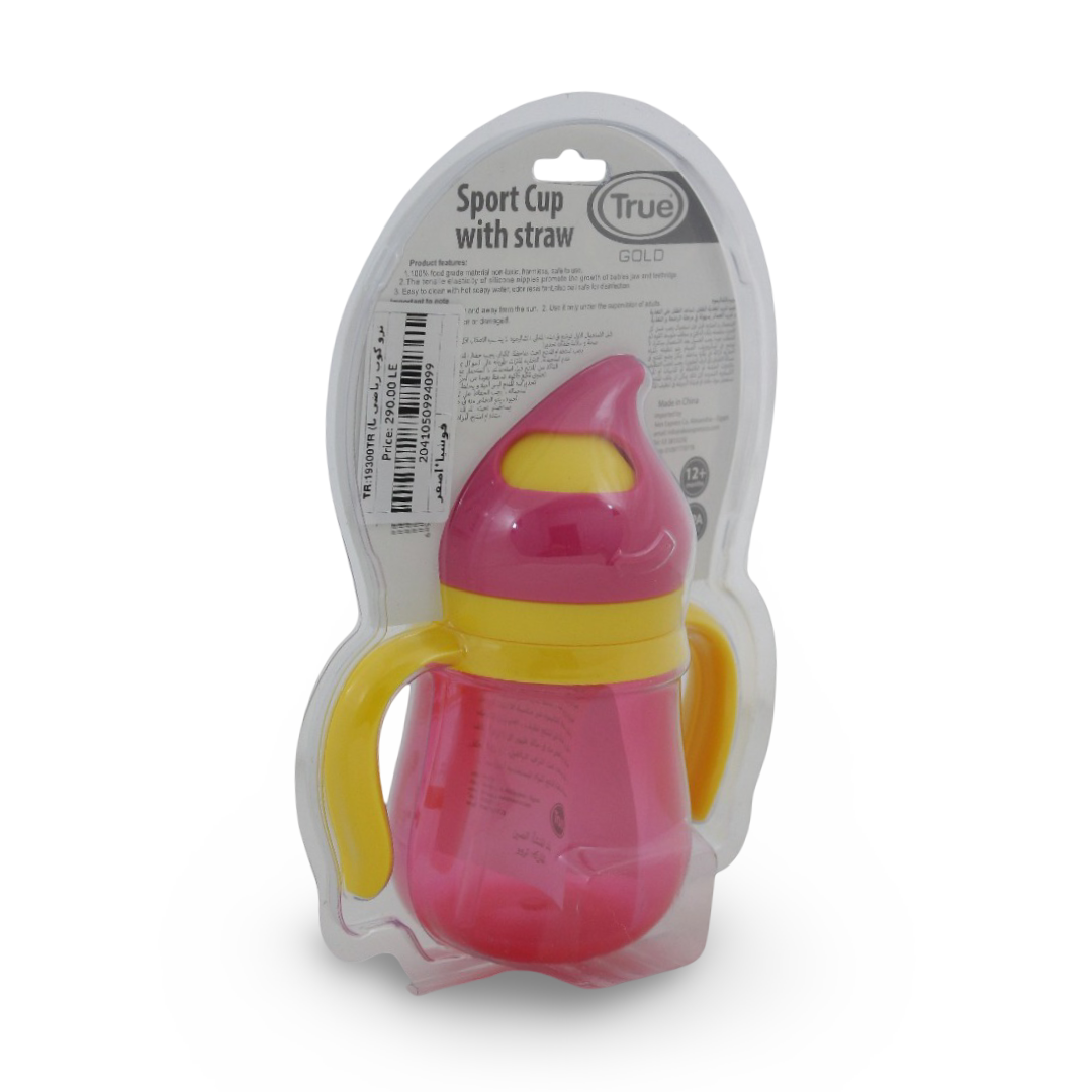 True Gold Sport Cup with Straw 210ml – Fuchsia & Yellow