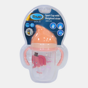 True Gold Sport Cup with Weighted Straw – 300ml with Pink Elephant Design (12+ months)