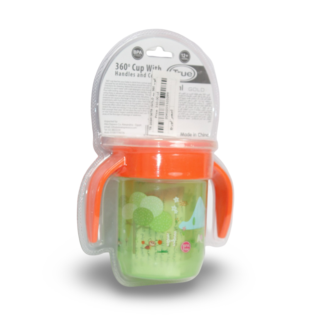 True Gold 360° Training Cup 260ml – Orange & Green