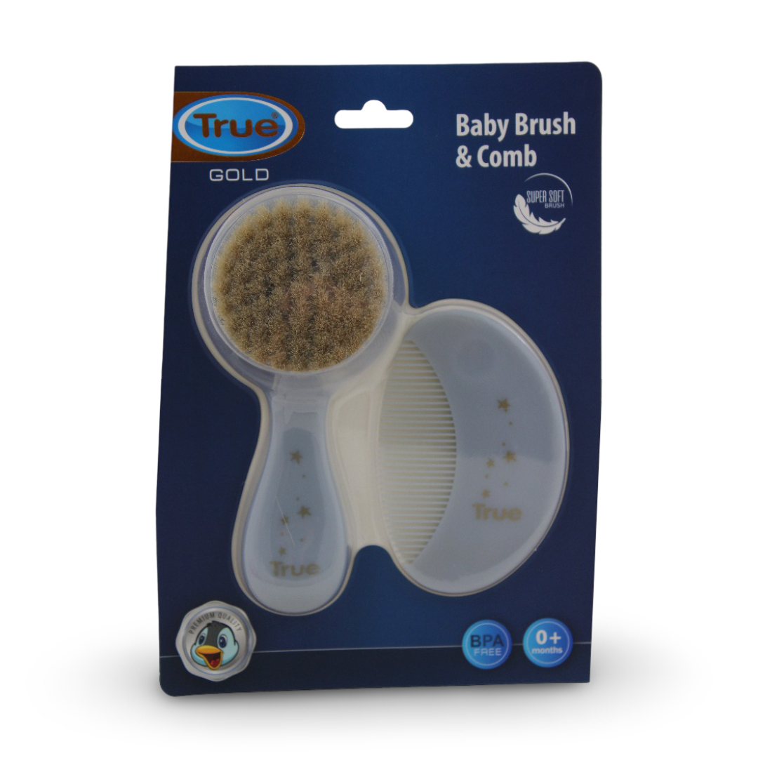True Gold Baby Brush & Comb Set – Baby Blue - Baby Essentials