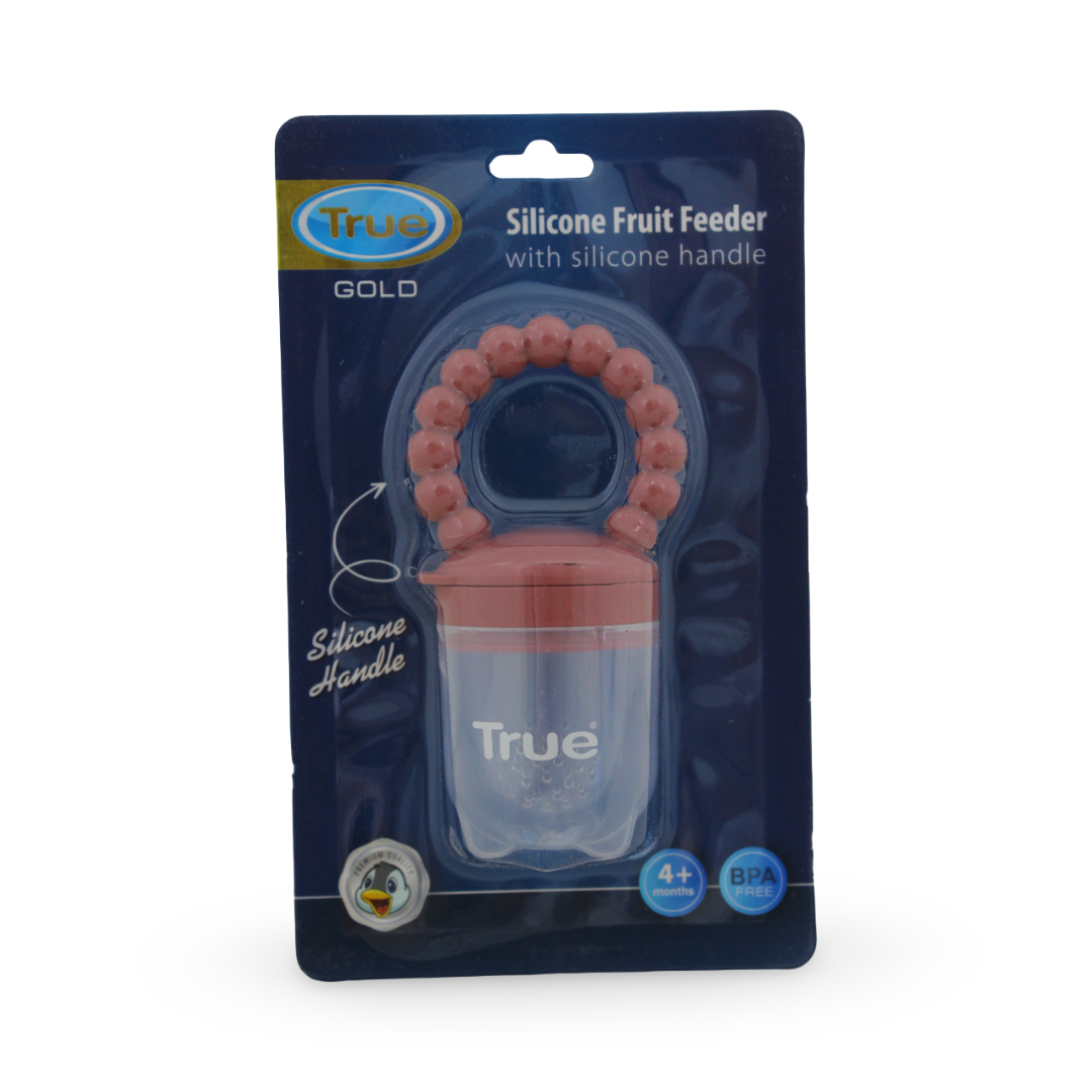 True Gold Silicone Food Feeder with Handle – Dusty Pink