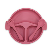True Gold Silicone Feeding Set – Plate, Fork & Spoon – Pink