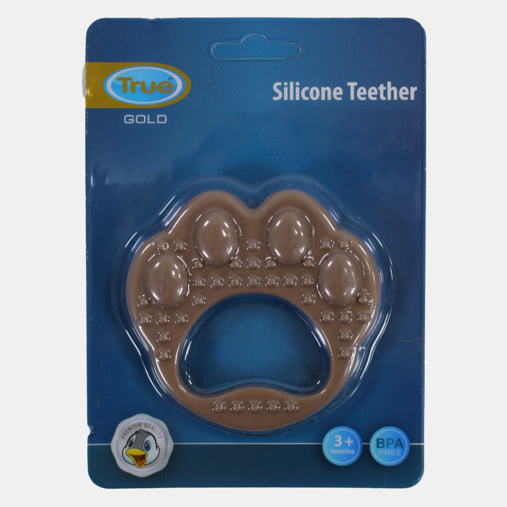 True Gold Silicone Teether – Brown Paw