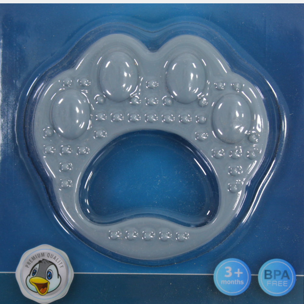 True Gold Silicone Teether – Light Blue Paw
