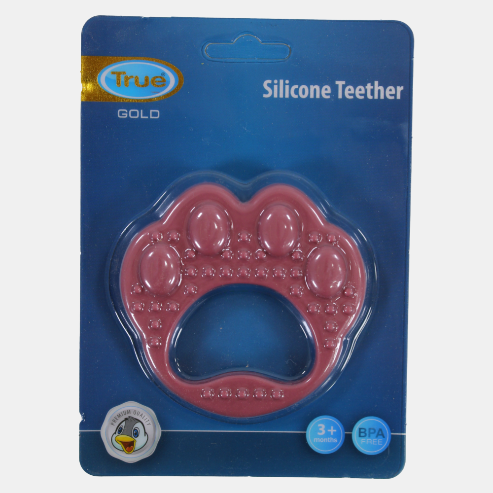 True Gold Silicone Teether – Pink Paw