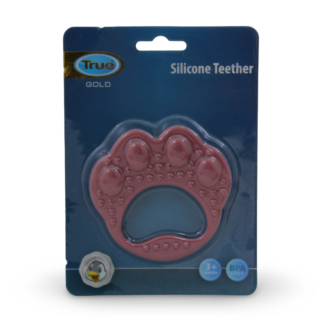 True Gold Silicone Teether – Pink Paw