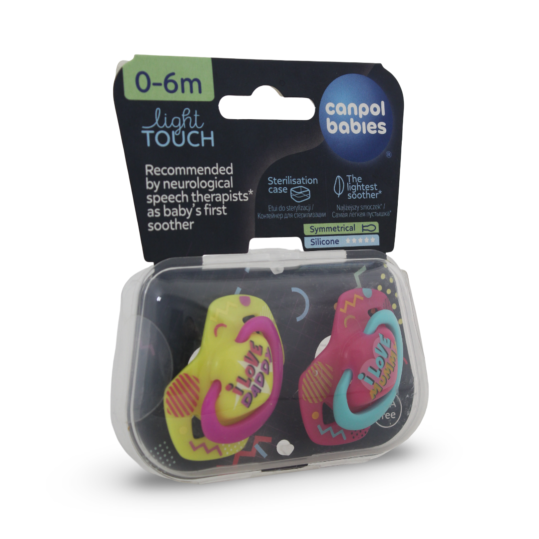 Canpol Babies Neon Love Silicone Symmetrical Pacifiers 0-6m – Fuchsia & yellow - Baby Essentials