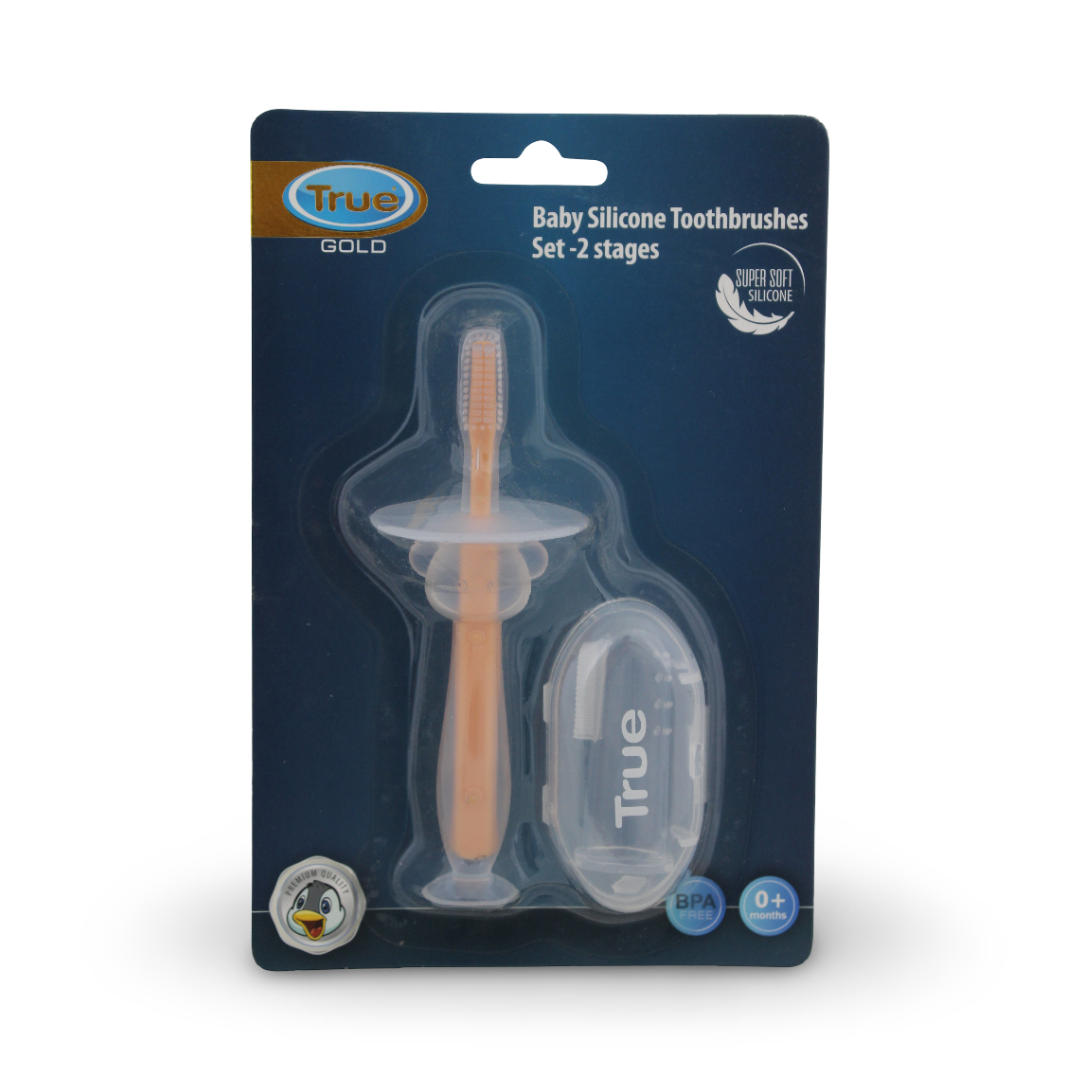 Baby Silicone Toothbrush Set 0m+ – Salmon