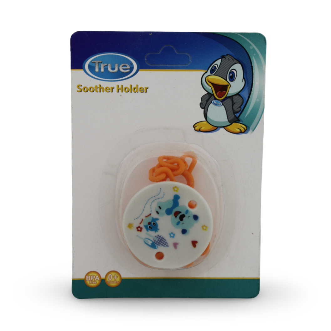 True Soother Holder – Orange with Teddy Bear Print