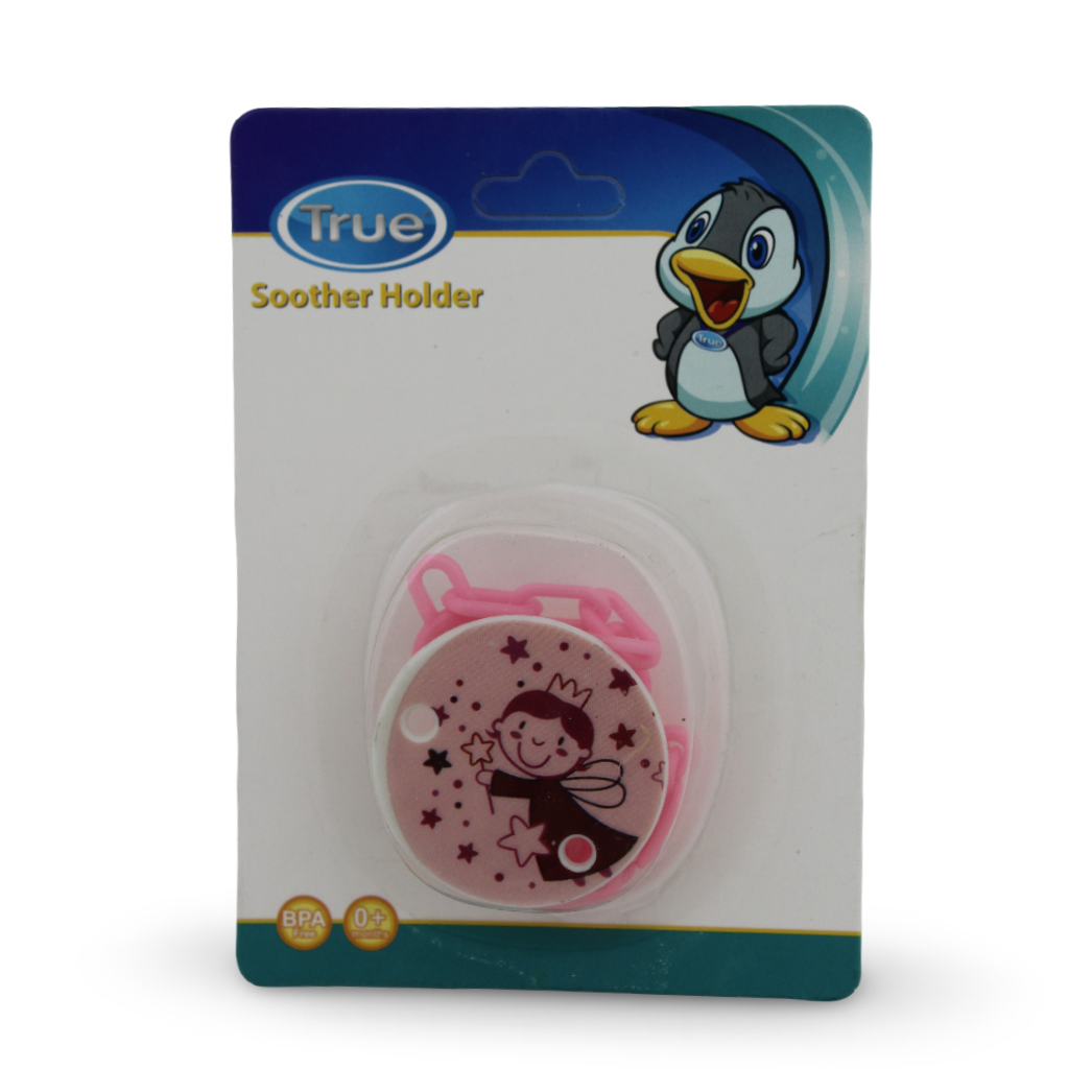 True Soother Holder – Pink with Doll Print