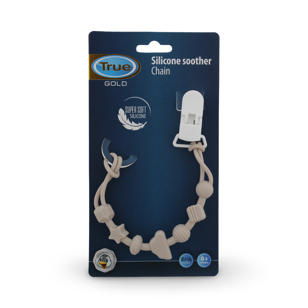 True Gold Silicone Soother Chain – Beige