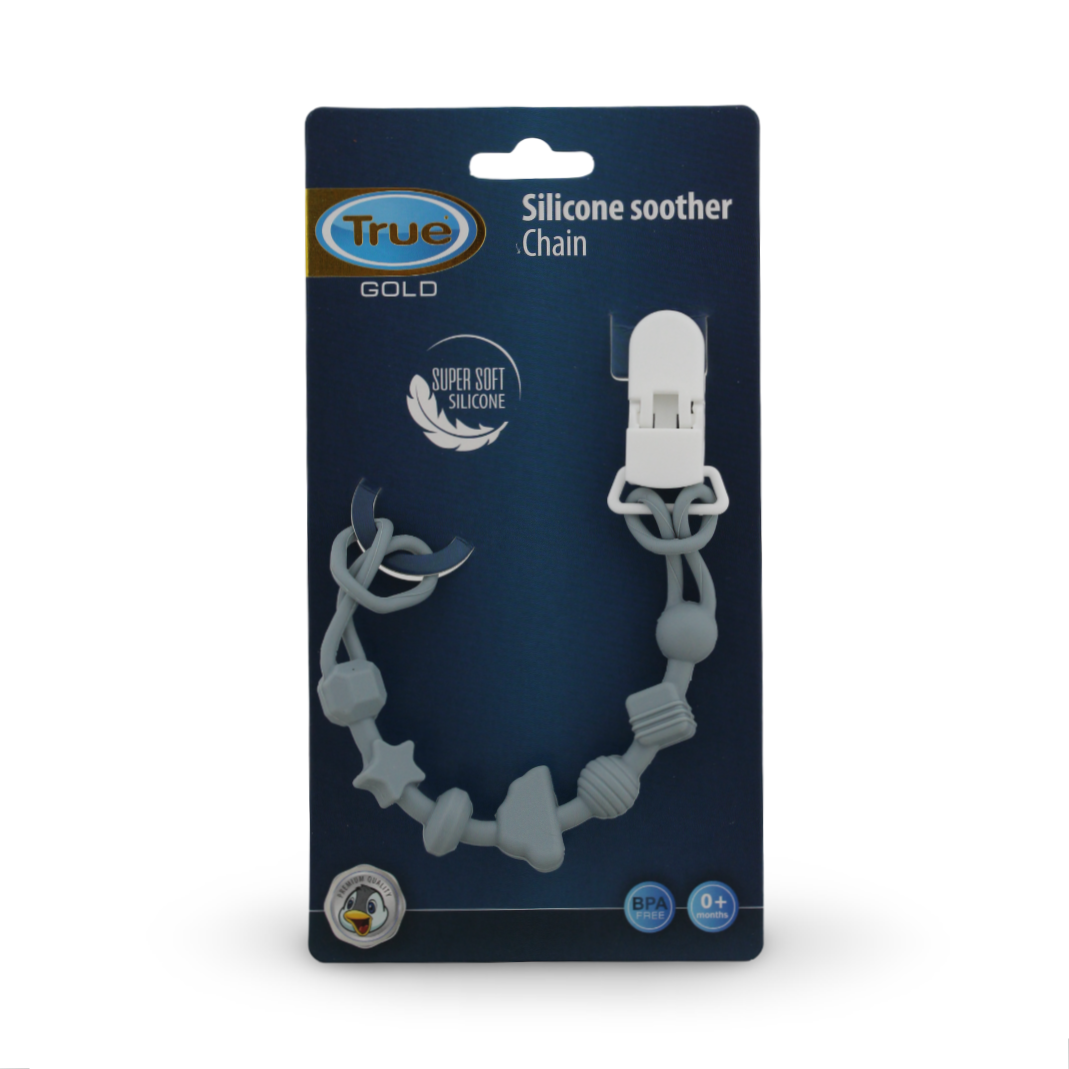 True Gold Silicone Soother Chain – Baby Blue - Baby Essentials