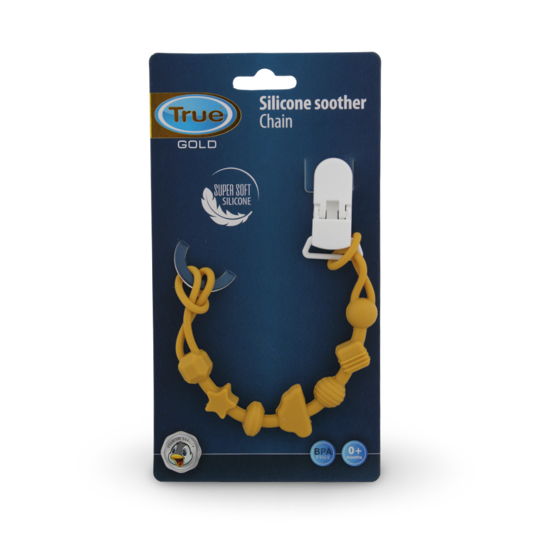 True Gold Silicone Soother Chain – Mustard