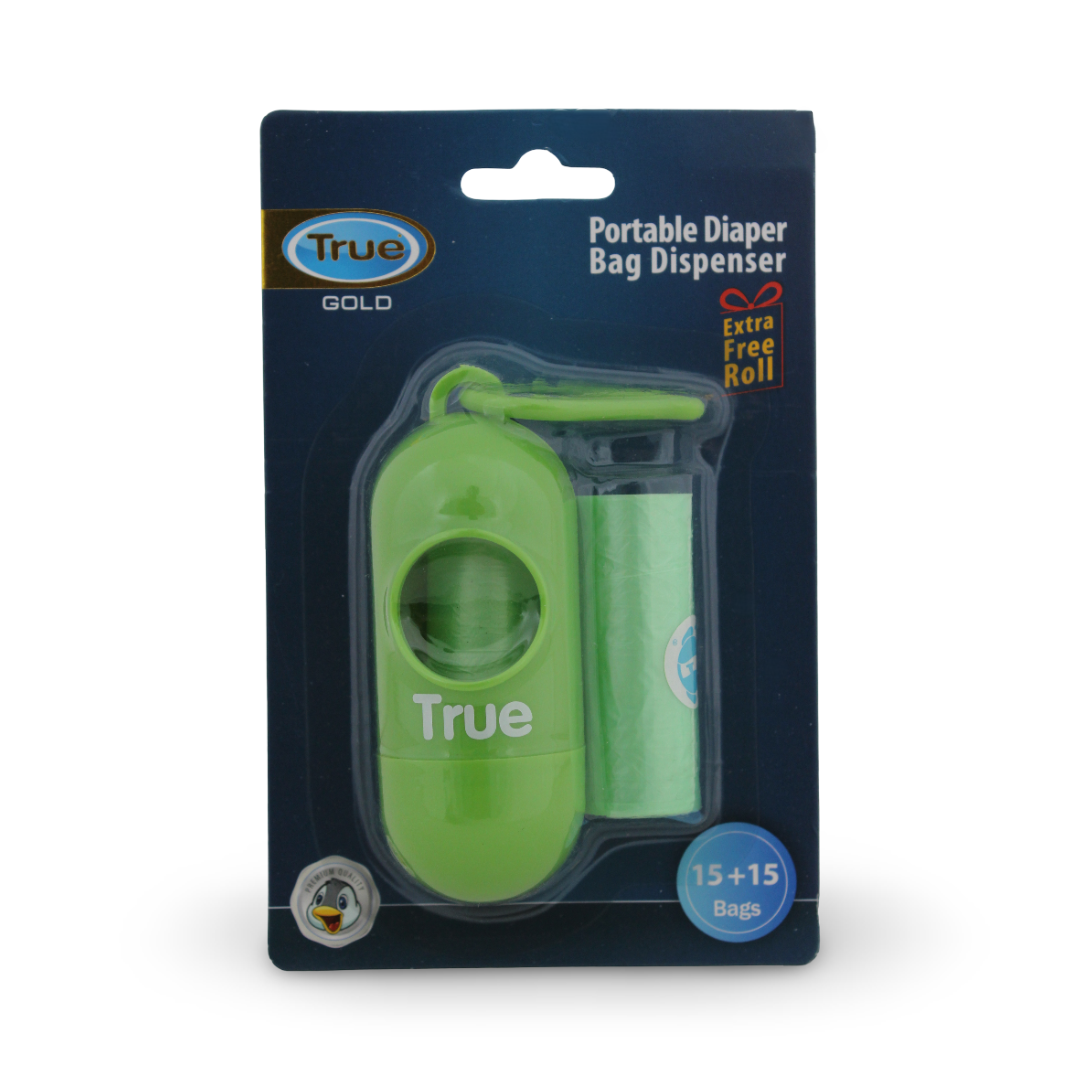 True Gold Portable Diaper Bag Dispenser 30 Bags – Green