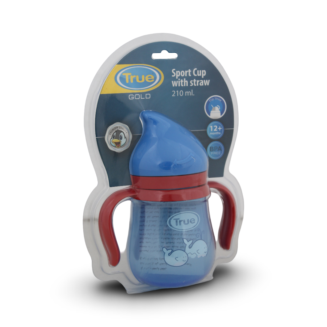 True Gold Sport Cup with Straw 210ml – Red & Blue