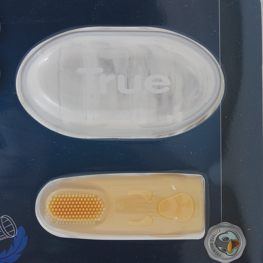 True Gold Silicone Finger Toothbrush with Case – Beige