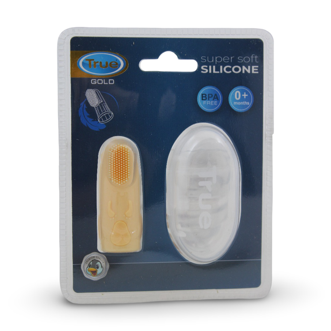 True Gold Silicone Finger Toothbrush with Case – Beige