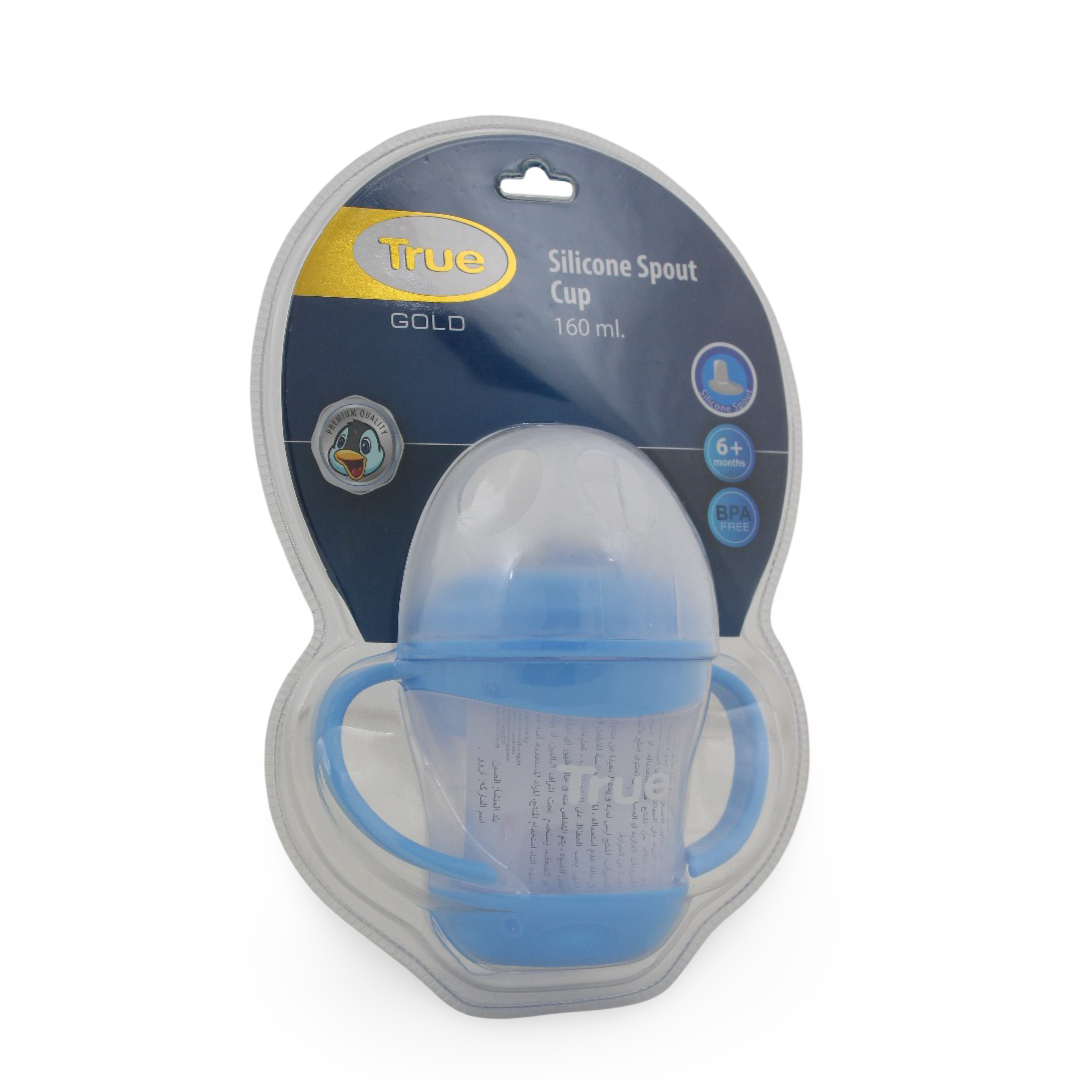 True Gold Baby Silicone Spout Cup with Handles 160ml – Baby Blue - Baby Essentials