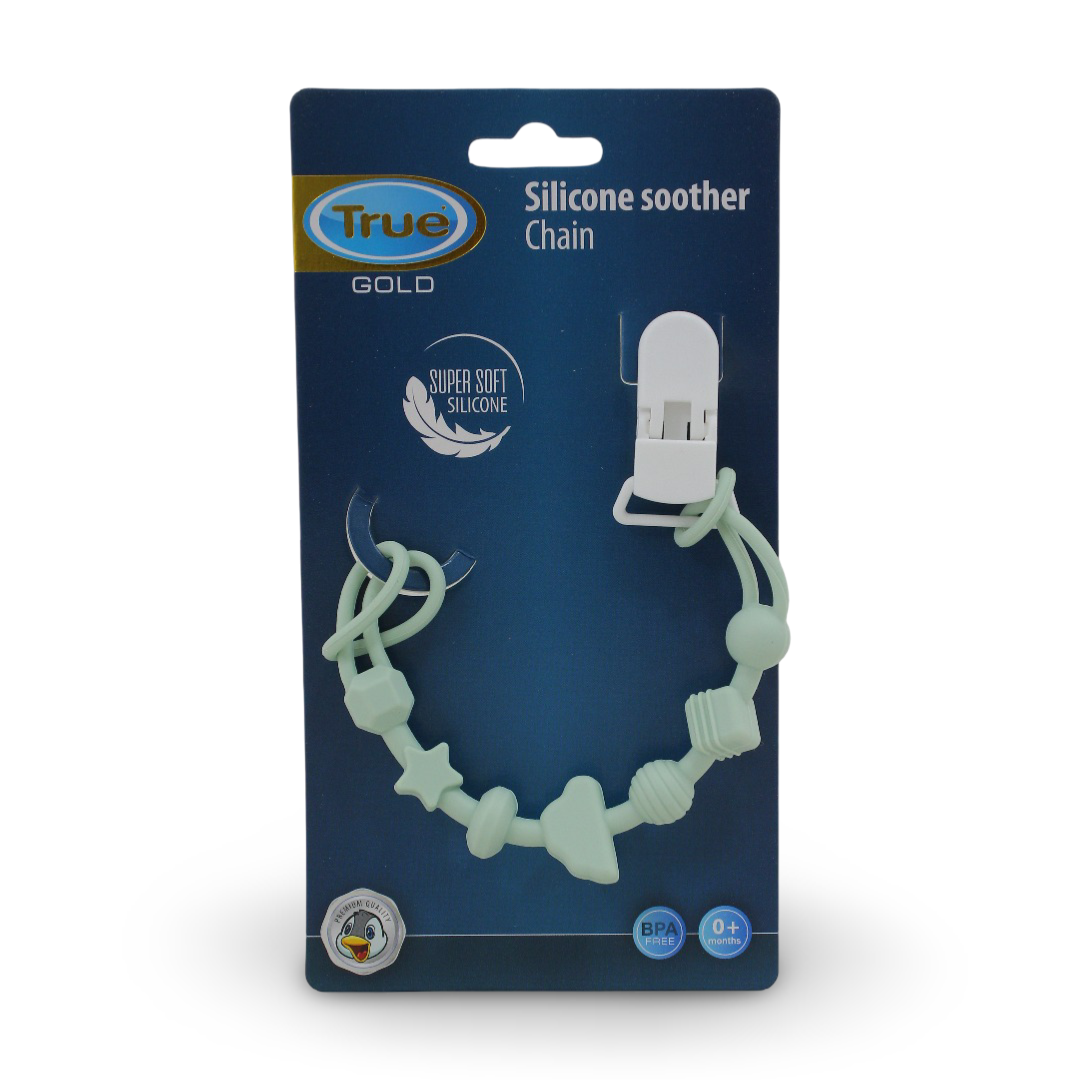 True Gold Silicone Pacifier Chain – Mint - Baby Essentials