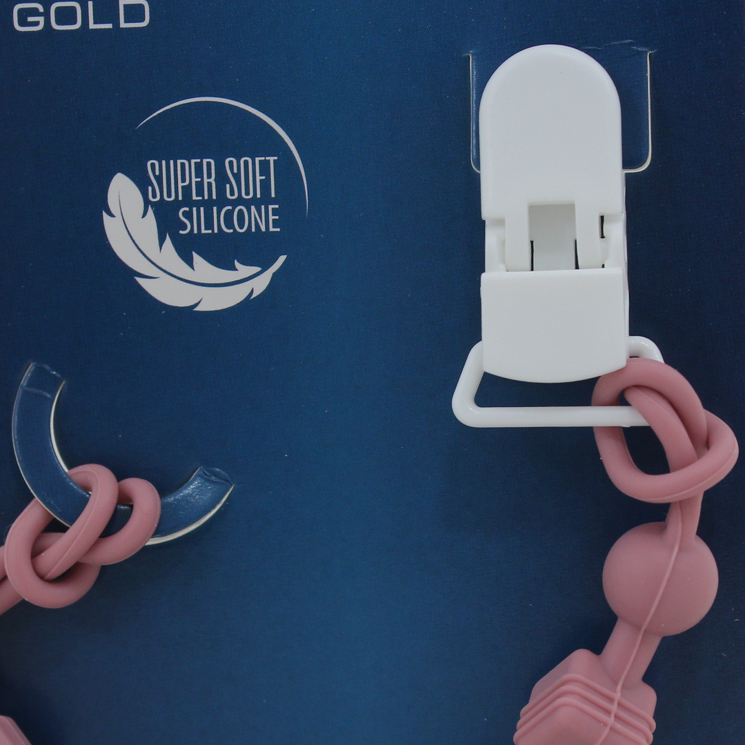 True Gold Silicone Pacifier Chain – Dusty Pink