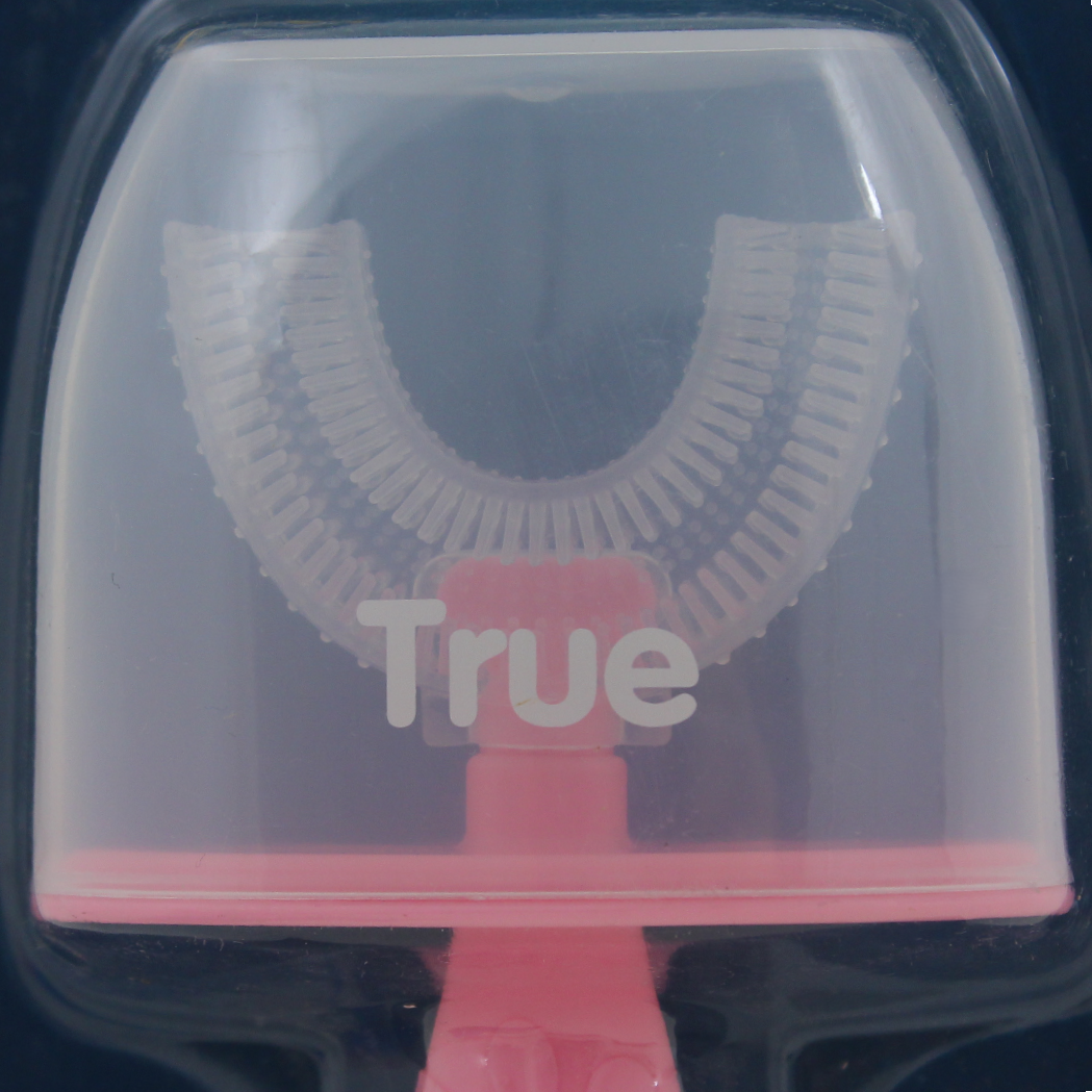 True Gold U-Shaped Silicone Baby Toothbrush – Pink