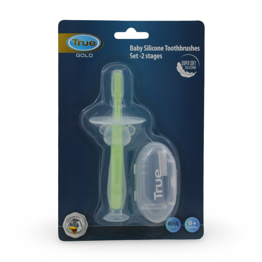 True Gold Baby Silicone Toothbrush 2-Stage Set – Mint