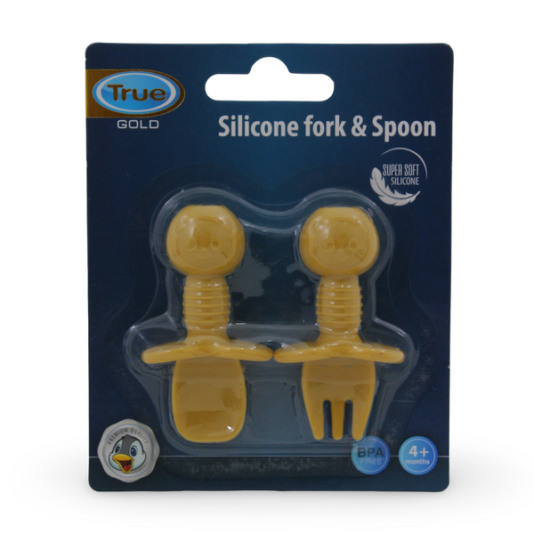 True Gold Silicone Fork & Spoon Set +4m – Yellow
