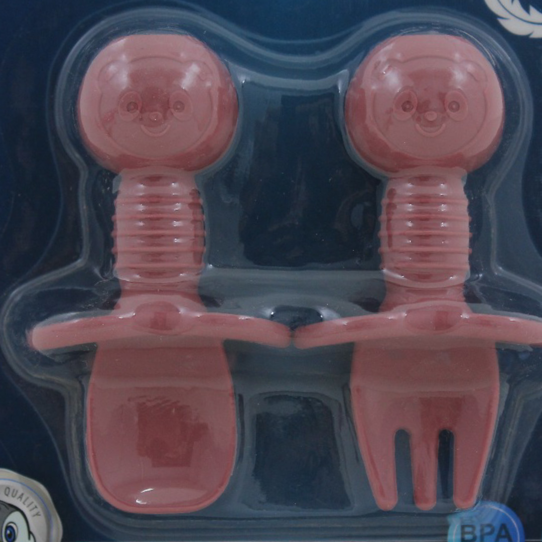 True Gold Silicone (Fork & Spoon) Set +4m – Dusty Pink