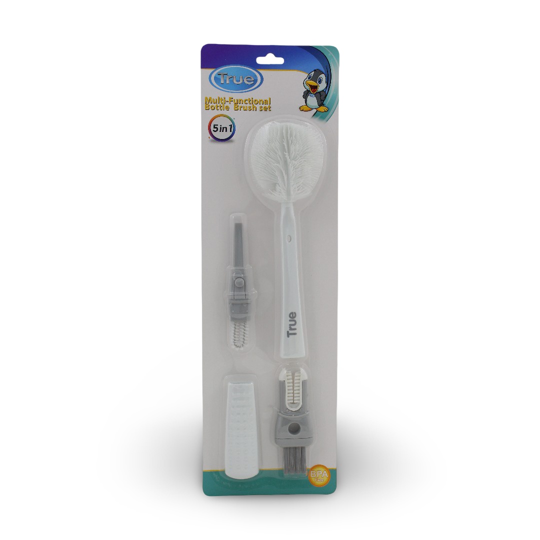 True Multi-Functional Bottle Brush Set 5 in 1 – White - Baby Essentials