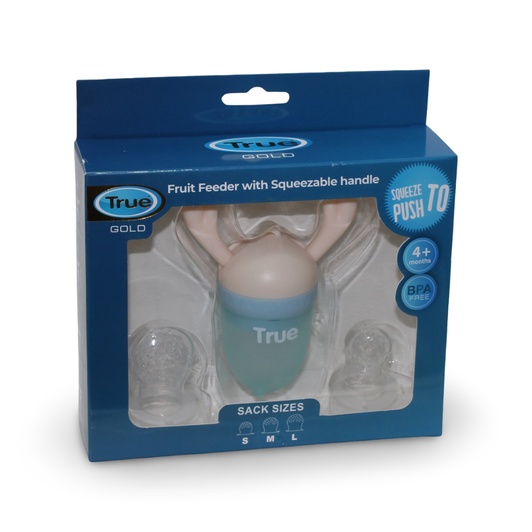 True Gold Fruit Feeder with Squeezable Handle – Pink