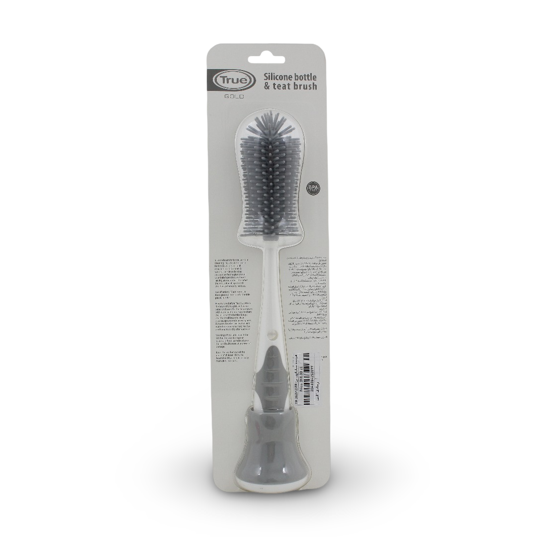 True Gold Silicone Bottle and Teat Brush – Grey & White